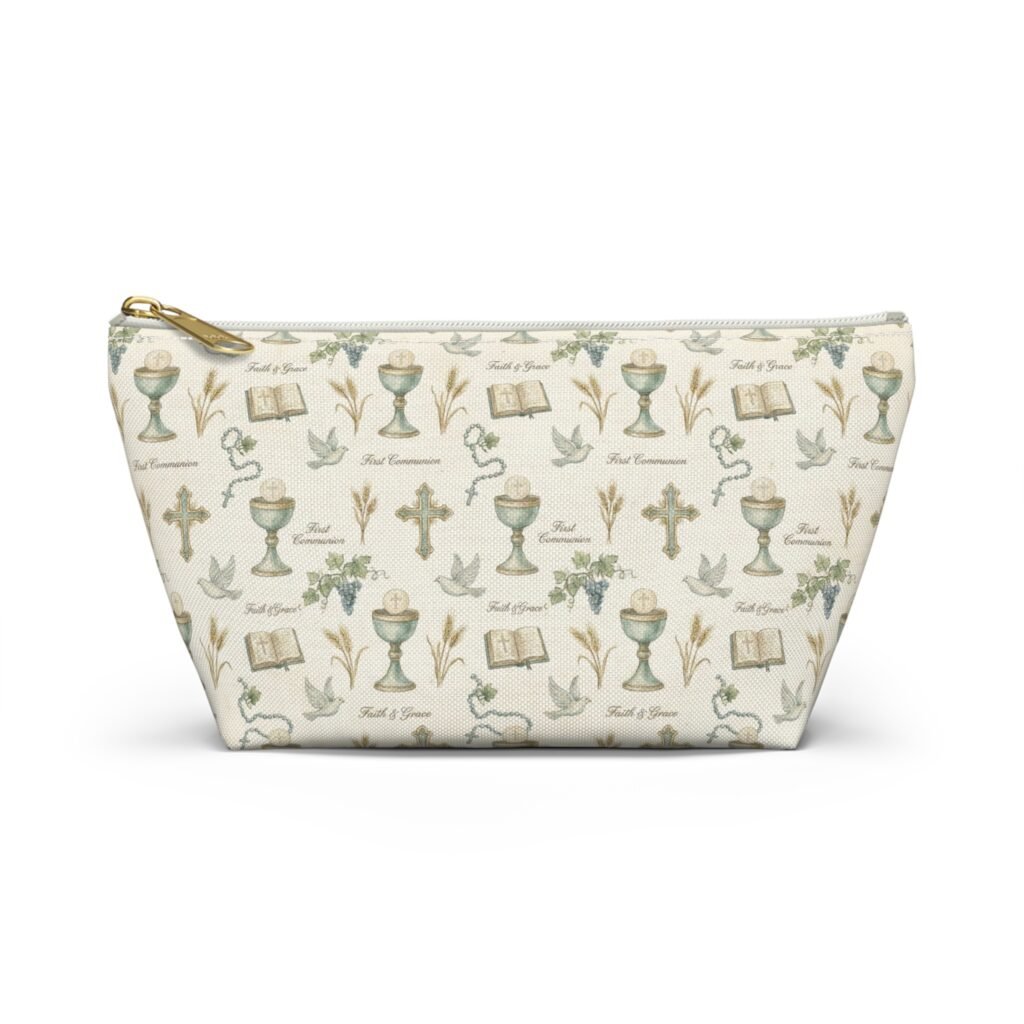 First Communion Icons Accessory Pouch | Chalice Cross Bible Pattern