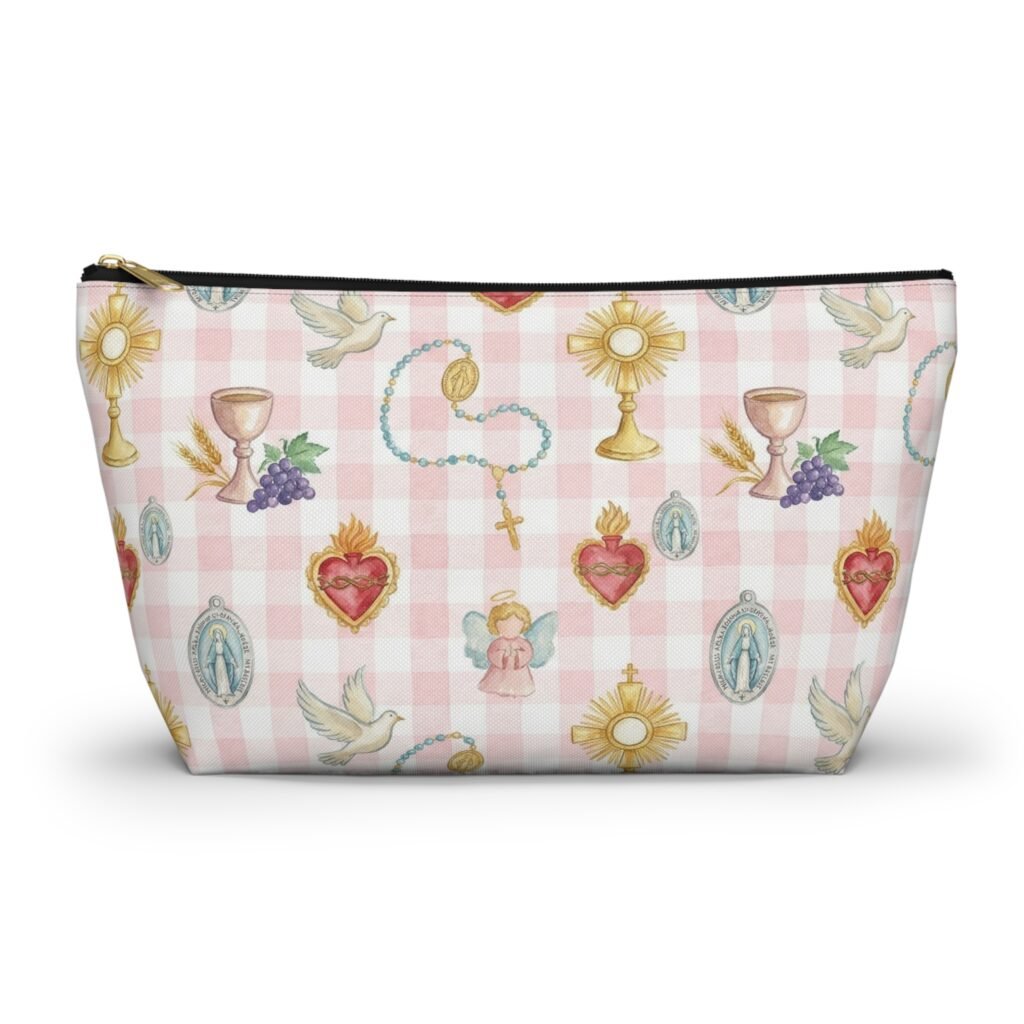 Catholic Symbols Accessory Pouch | T-Bottom Cosmetic Bag